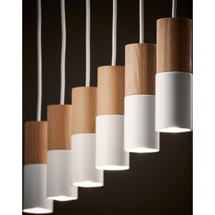 Lampa wiszące tuby z drewnem Elit VI 115cm biała TK Lighting