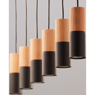 Lampa wiszące tuby z drewnem Elit VI 115cm czarna TK Lighting