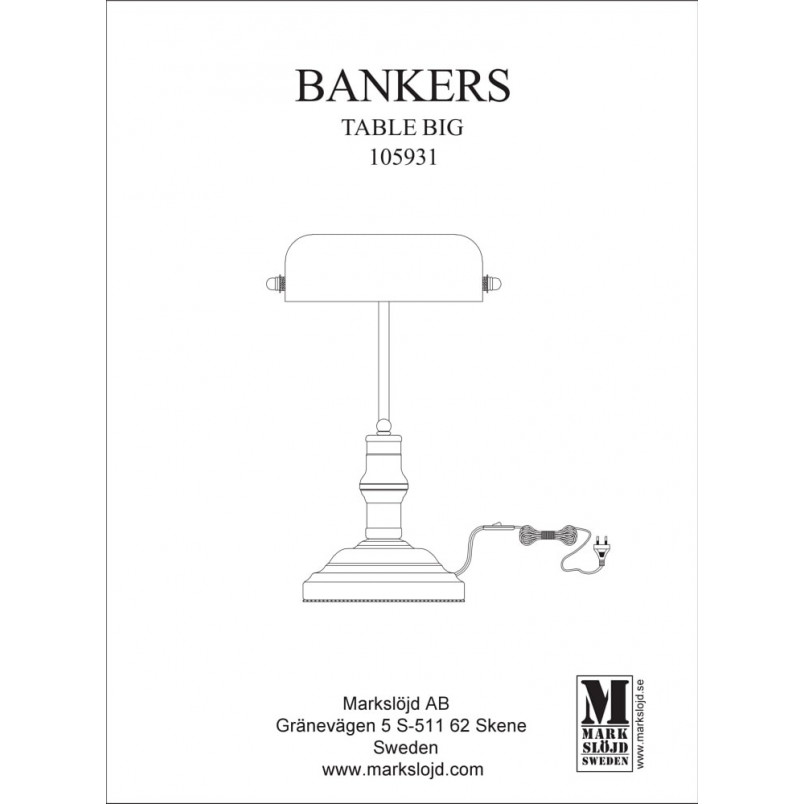 Lampa biurkowa bankierska Bankers 42 Zielona marki Markslojd