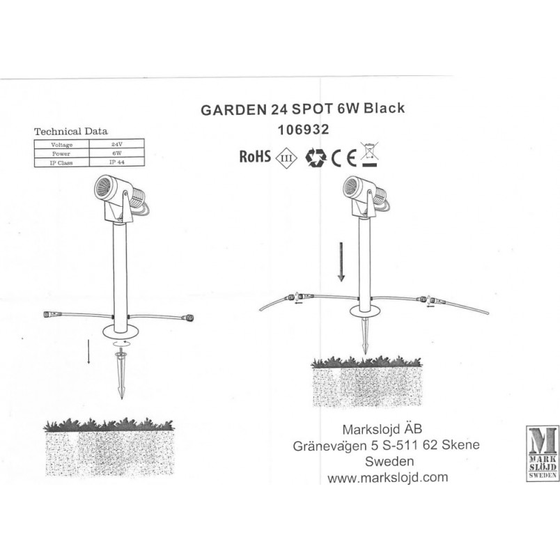 Reflektor ogrodowy Garden 24 LED Czarny marki Markslojd