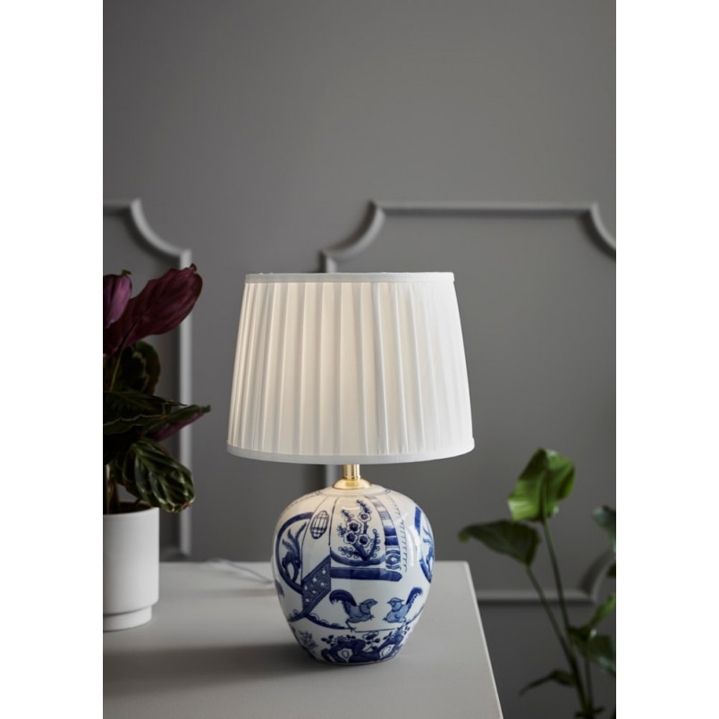 Lampa stołowa ceramiczna z abażurem Goteborg 30 Niebieska/Biała marki Markslojd