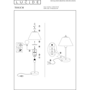 Lampa stołowa antyczna Touch Satynowy Chrom marki Lucide