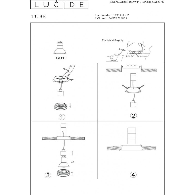 Lampa Spot "oczko" Tube 9 Okrągły Satynowy Chrom marki Lucide