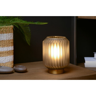 Lampa stołowa szklana Sueno szaro-mosiężna marki Lucide
