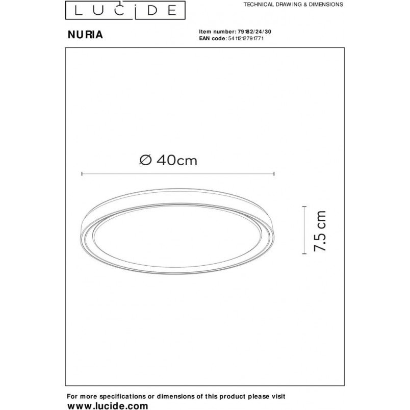 Plafon okrągły nowoczesny Nuria 40 LED czarny marki Lucide