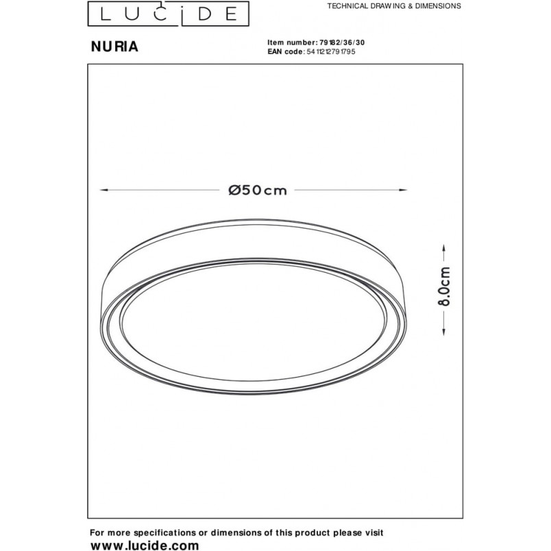 Plafon okrągły nowoczesny Nuria 50 LED czarny marki Lucide