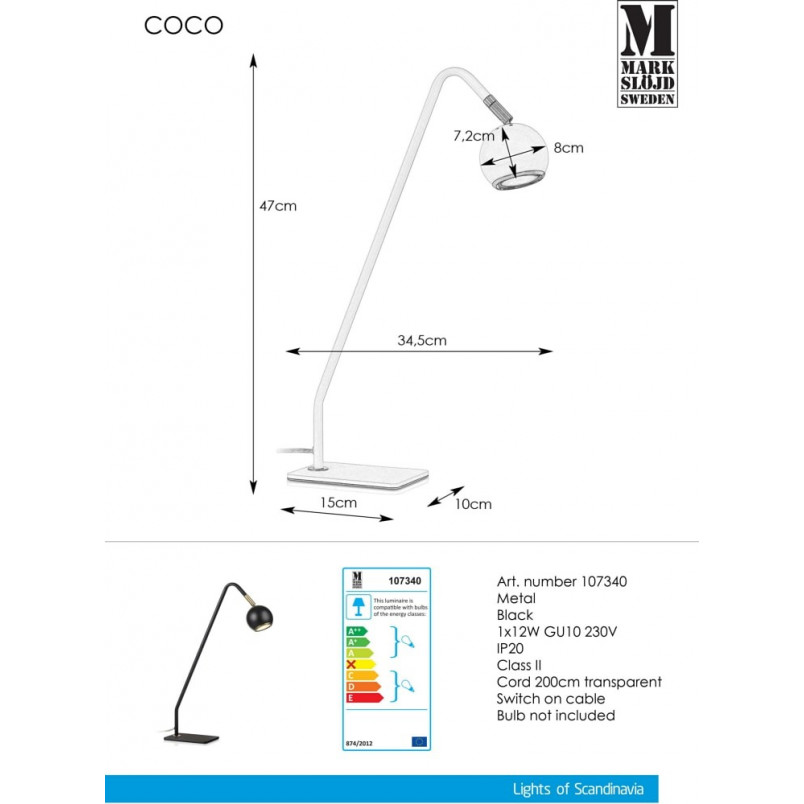 Lampa biurkowa regulowana Coco Czarna marki Markslojd