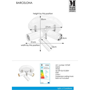 Plafon kierunkowy potrójny Barcelona III Biały marki Markslojd