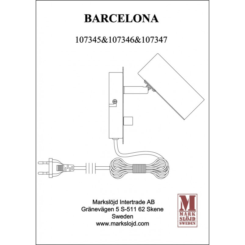 Kinkiet z wtyczką i ściemniaczem Barcelona Biały marki Markslojd