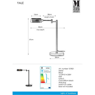 Lampa biurkowa loft Yale Czarna marki Markslojd