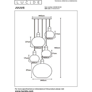 Lampa wisząca szklane kule Julius 50 szkło dymione marki Lucide