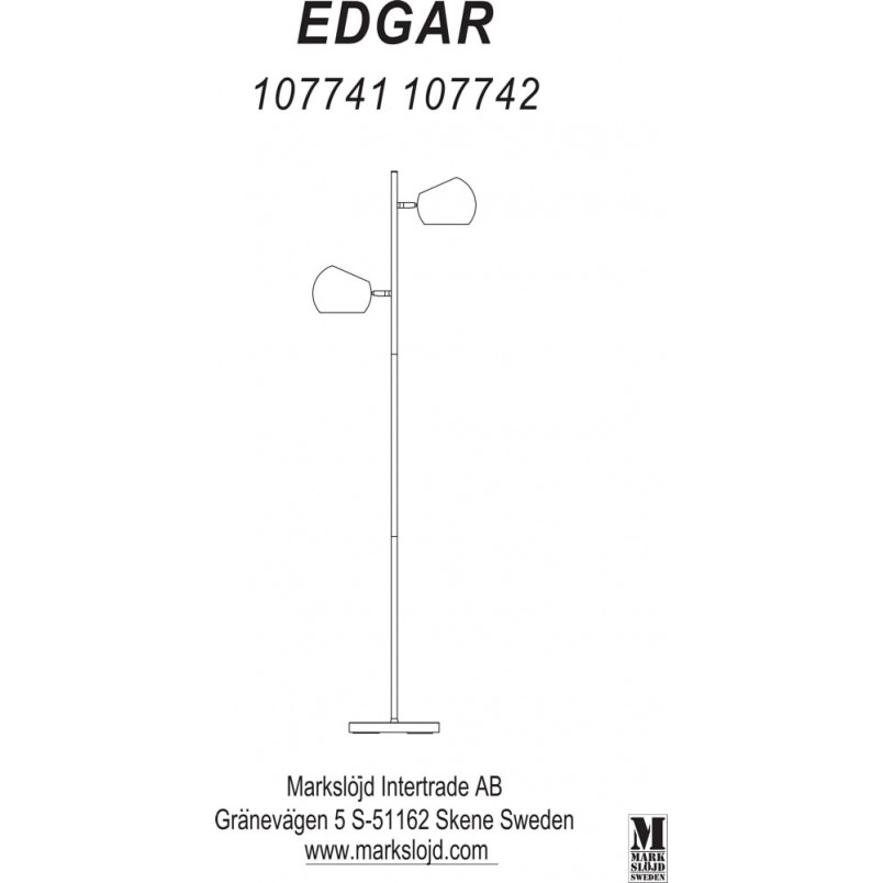 Lampa podłogowa podwójna Edgar Czarna marki Markslojd