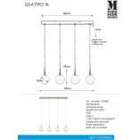 Lampa wisząca szklane kule Quattro 90 Biały/Mosiądz szczotkowany marki Markslojd