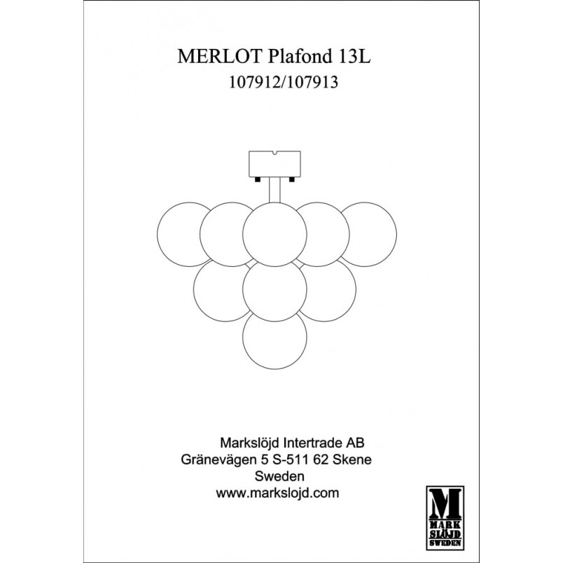 Lampa sufitowa szklane kule Merlot 56 Biały/Czarny marki Markslojd