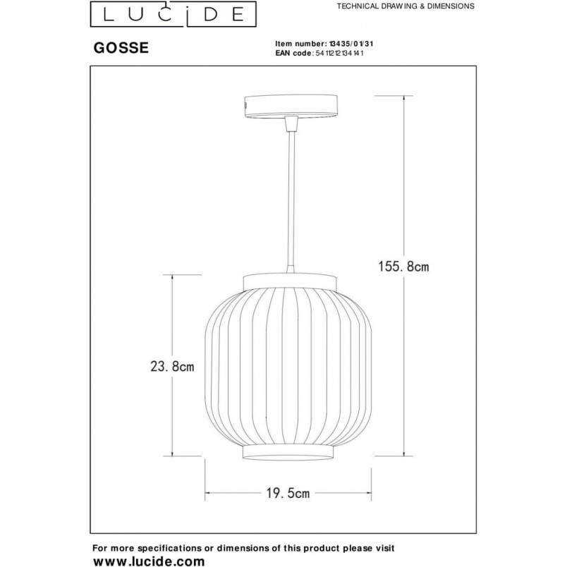 Lampa ceramiczna wisząca Goose 19 biała marki Lucide