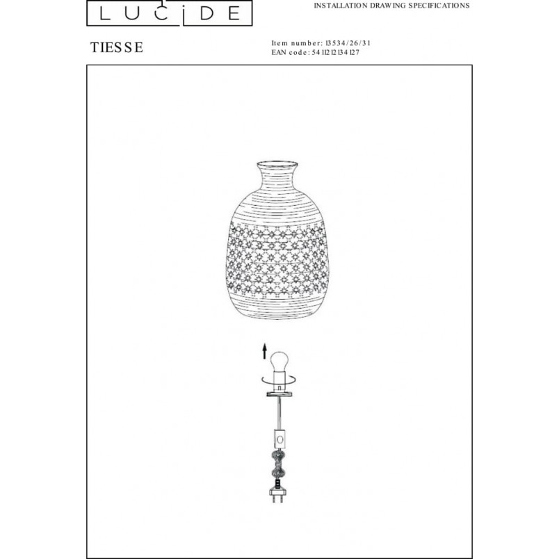 Lampa porcelanowa stołowa Tiesse 15 biała marki Lucide