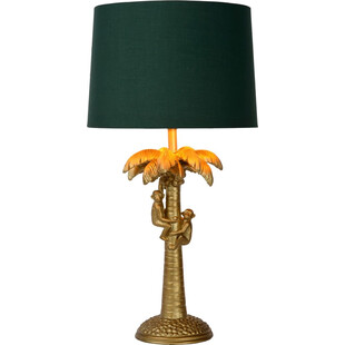 Lampa stołowa dekoracyjna z abażurem Coconut czarno-mosiężna Lucide