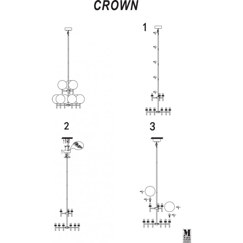 Lampa wisząca szklane kule Crown 70 Dymiony/Czarny marki Markslojd