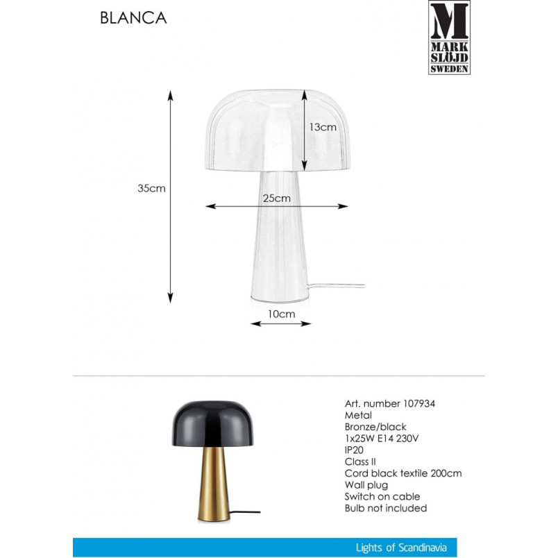 Lampa stołowa glamour Blanca Czarna marki Markslojd