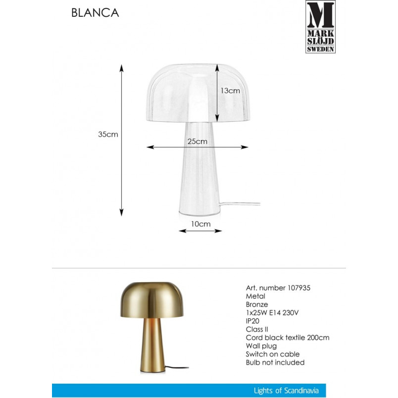 Lampa stołowa glamour Blanca Patyna marki Markslojd