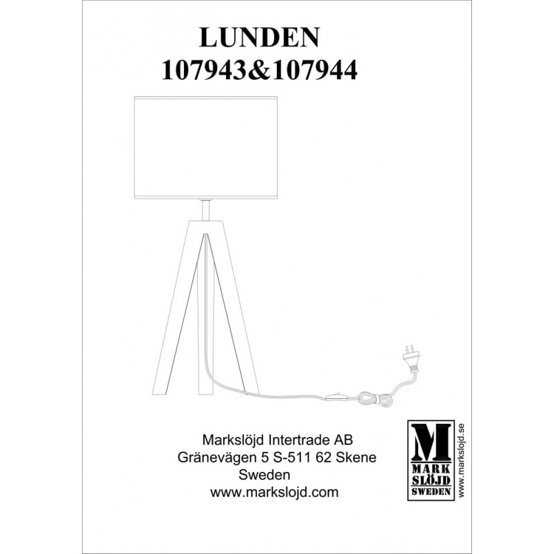 Lampa stołowa trójnóg z abażurem Lunden Szara marki Markslojd