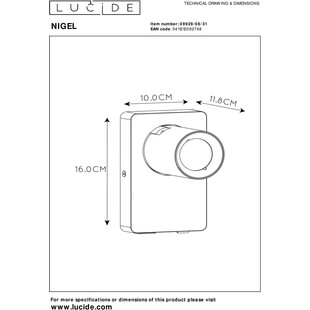 Kinkier regulowany z USB i włącznikiem Nigel LED biały marki Lucide
