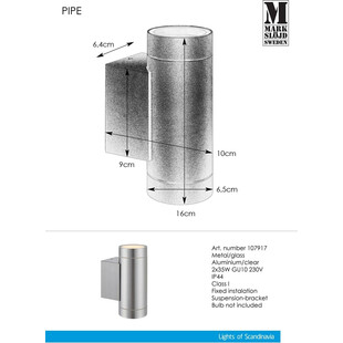 Kinkiet elewacyjny PIPE II Aluminium marki Markslojd