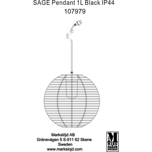 Lampa ogrodowa wisząca kula Sage 50 Czarna marki Markslojd