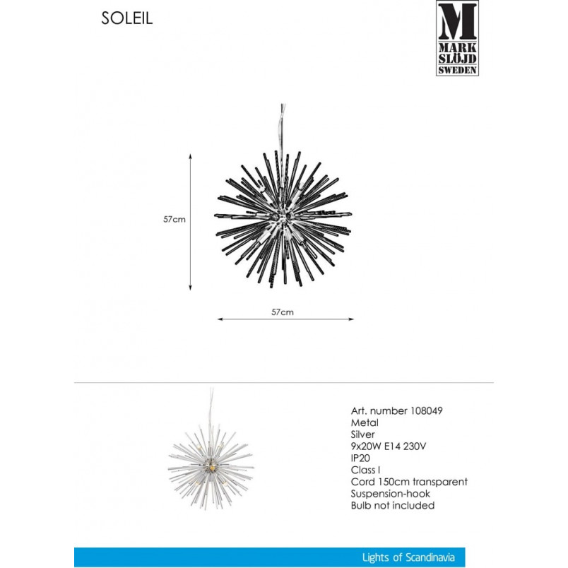 Lampa wisząca nowoczesna Soleil 57 srebrna marki Markslojd