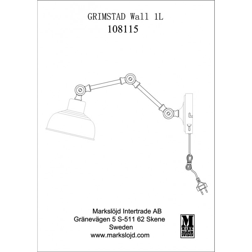 Kinkiet regulowany na wysięgniku Grimstad mosiężny marki Markslojd
