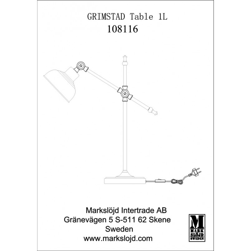 Lampa stołowa regulowana Grimstad mosiężna marki Markslojd
