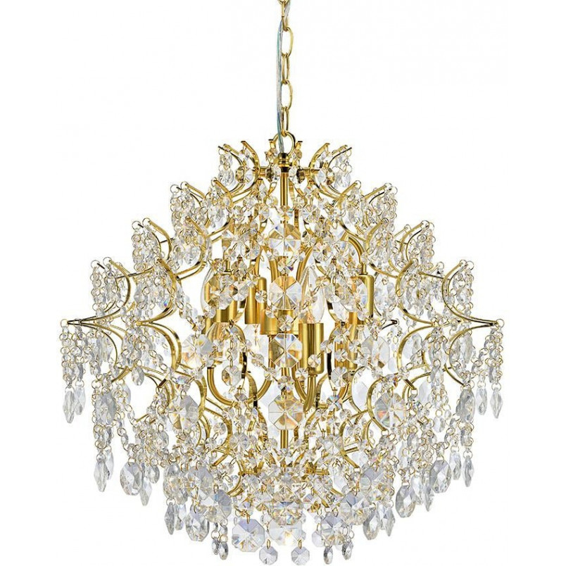 Lampa wisząca glamour z kryształkami Sofiero 39 przezroczysto-mosiężna marki Markslojd