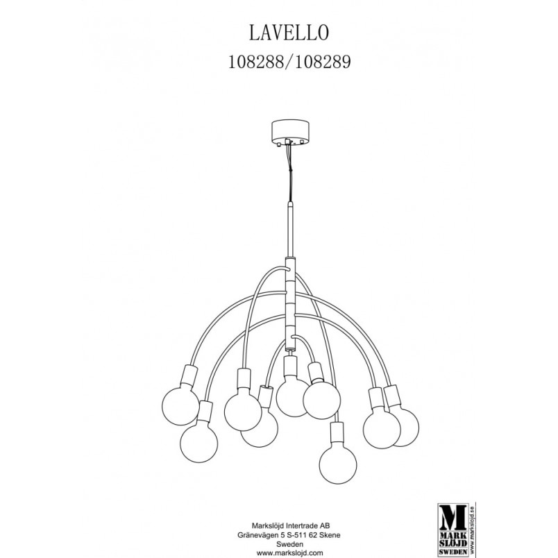 Lampa wisząca 9 punktowa Lavello 95cm mosiężna Markslojd