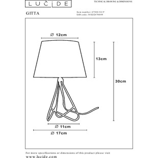 Lampa stołowa trójnóg z abażurem Gitta Rdzawa/Biała marki Lucide