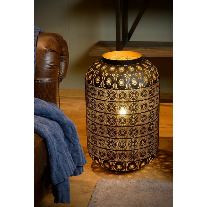 Lampa orientalna stołowa ażurowa Tahar 39 Czarna marki Lucide