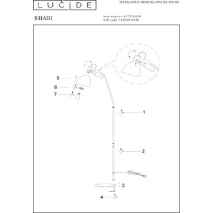 Lampa podłogowa industrialna Shadi Czarna marki Lucide