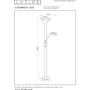 Lampa podłogowa z lampką do czytania Champion-Led Brązowa marki Lucide