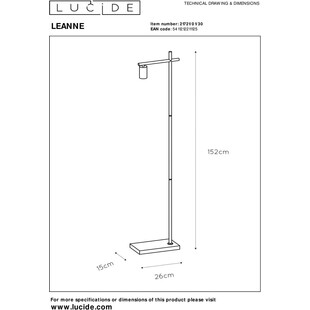 Lampa podłogowa industrialna Leanne Czarna marki Lucide