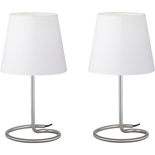 Lampa stołowa nocna z abażurem Twin Biały/Nikiel Mat marki Reality