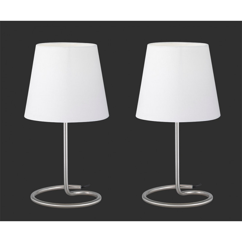 Lampa stołowa nocna z abażurem Twin Biały/Nikiel Mat marki Reality