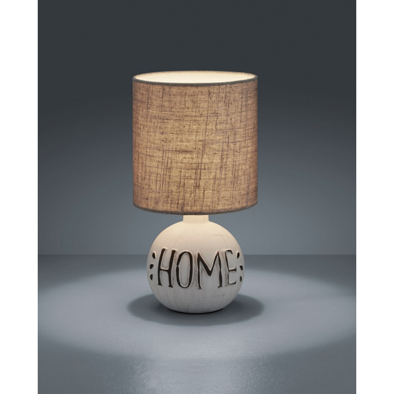 Lampa stołowa ceramiczna z abażurem Esna Home 31 Biały/Beż Reality