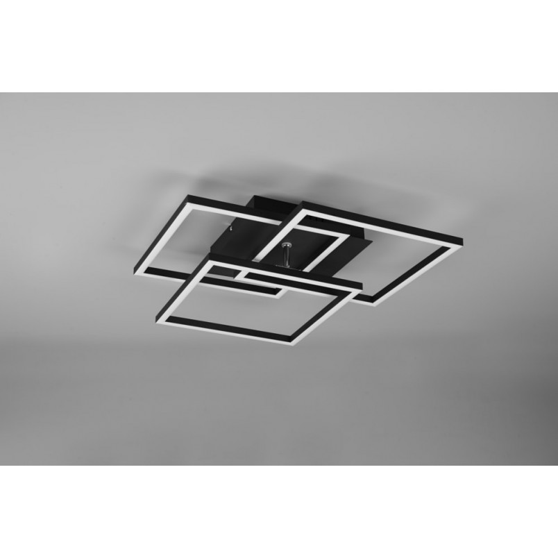 Plafon kwadratowy z pilotem i ściemniaczem Mobile LED 39cm czarny Reality