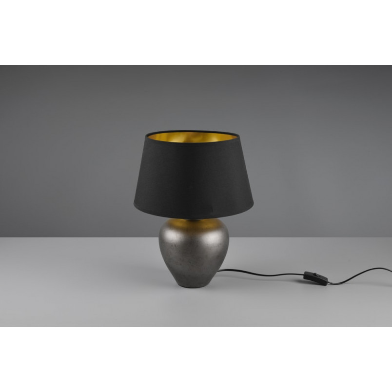 Lampa stołowa ceramiczna Abby 39cm nikiel / czarny Reality