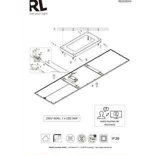 Plafon podłużny Alpha LED 80cm czarny Reality