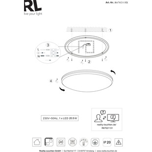 Plafon minimalistyczny Limbus LED 34cm biały Reality