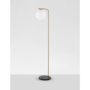 Lampa podłogowa szklana kula designerska Arezzo biało-złota