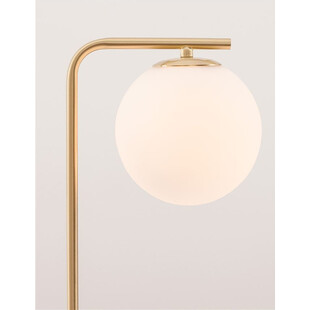 Lampa stołowa szklana kula designerska Arezzo biało-złota