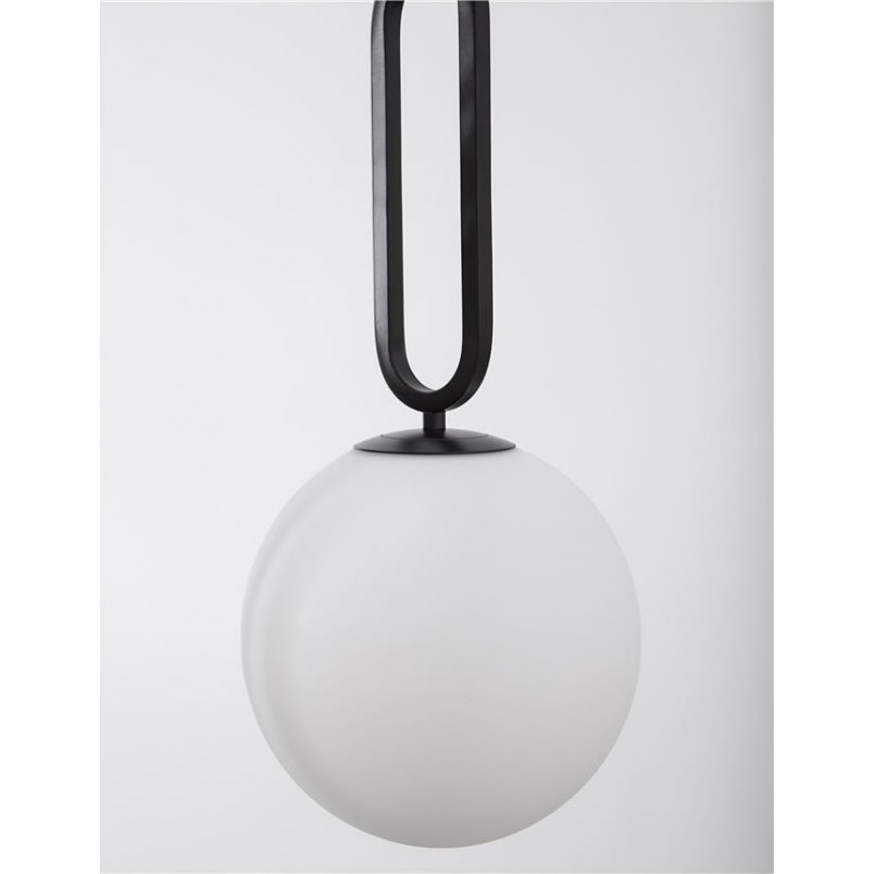 Lampa wisząca szklana kula czarna z białym kloszem Bullet 20