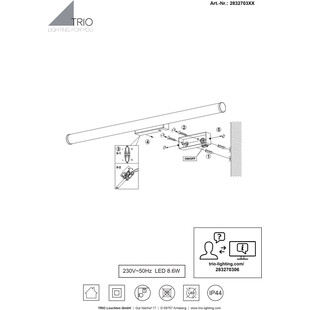 Kinkiet z włącznikiem do łazienki Mattimo LED 80cm biało-czarny Trio