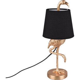 Lampa stołowa dekoracyjna z flamingiem Lola czarno-miedziana Trio
